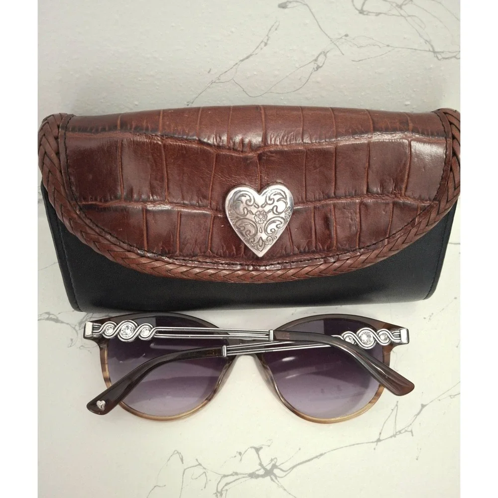 Vintage Brighton Women's Sunglasses Tortoise Shell With Rhinestones & Case